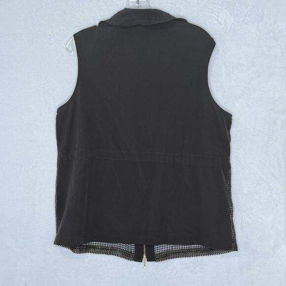 Chico's Zenergy Neema Mesh Foil Front Vest 2 Large 12 Gold Black Full Zip Cinch - Picture 11 of 16